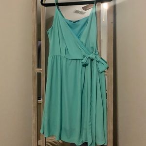 Teal V-neck Above the Knee Sundress
